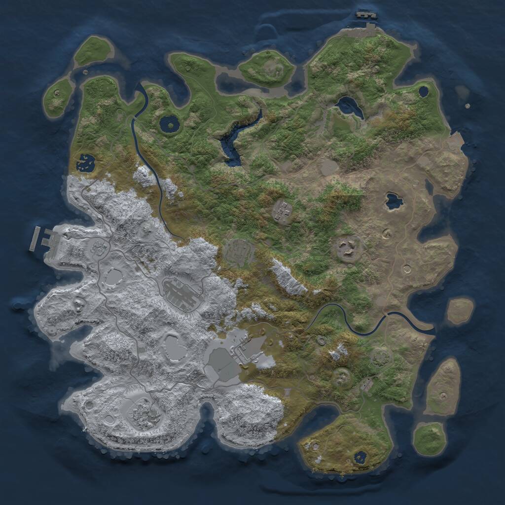 Rust Map: Procedural Map, Size: 4000, Seed: 394604505, 13 Monuments