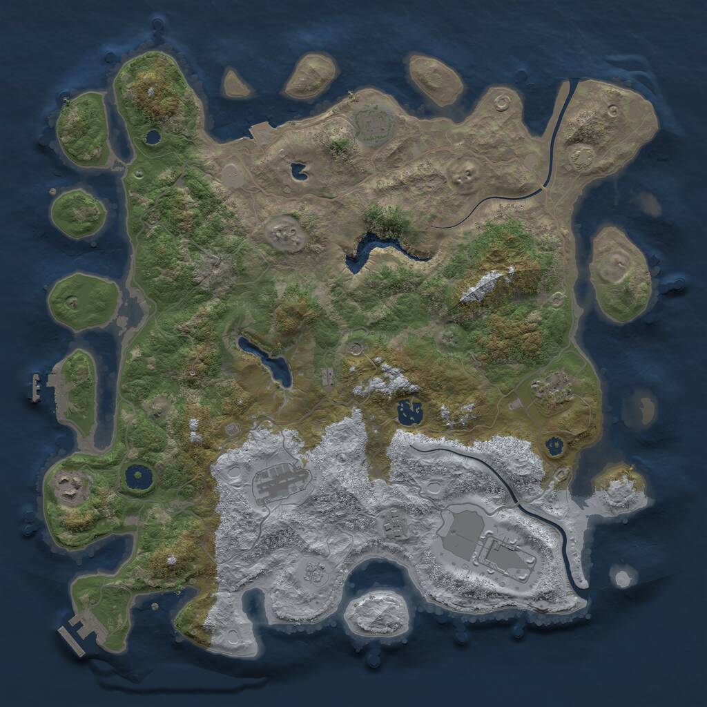 Rust Map: Procedural Map, Size: 4000, Seed: 69069, 13 Monuments
