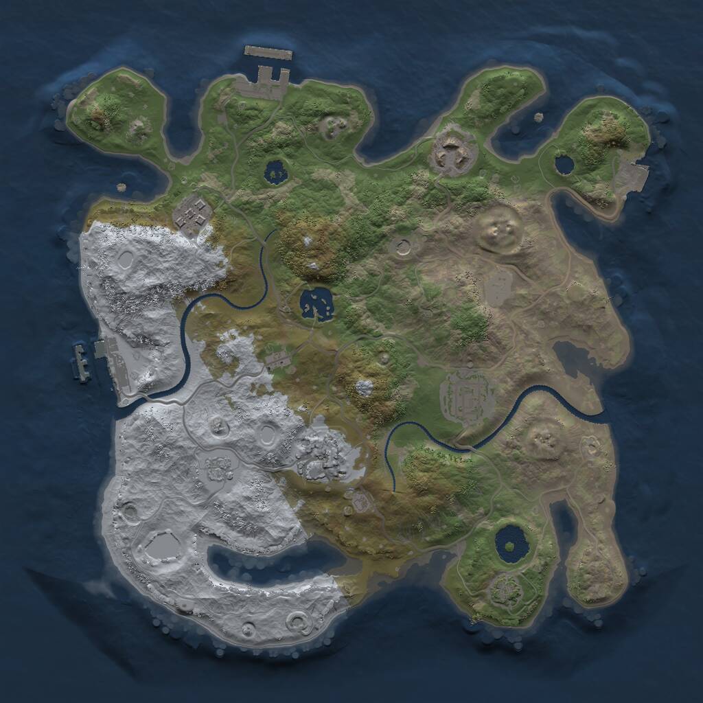 Rust Map: Procedural Map, Size: 3000, Seed: 10161, 11 Monuments