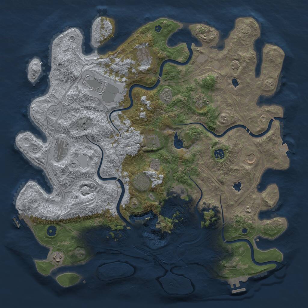 Rust Map: Procedural Map, Size: 4500, Seed: 172152190, 17 Monuments