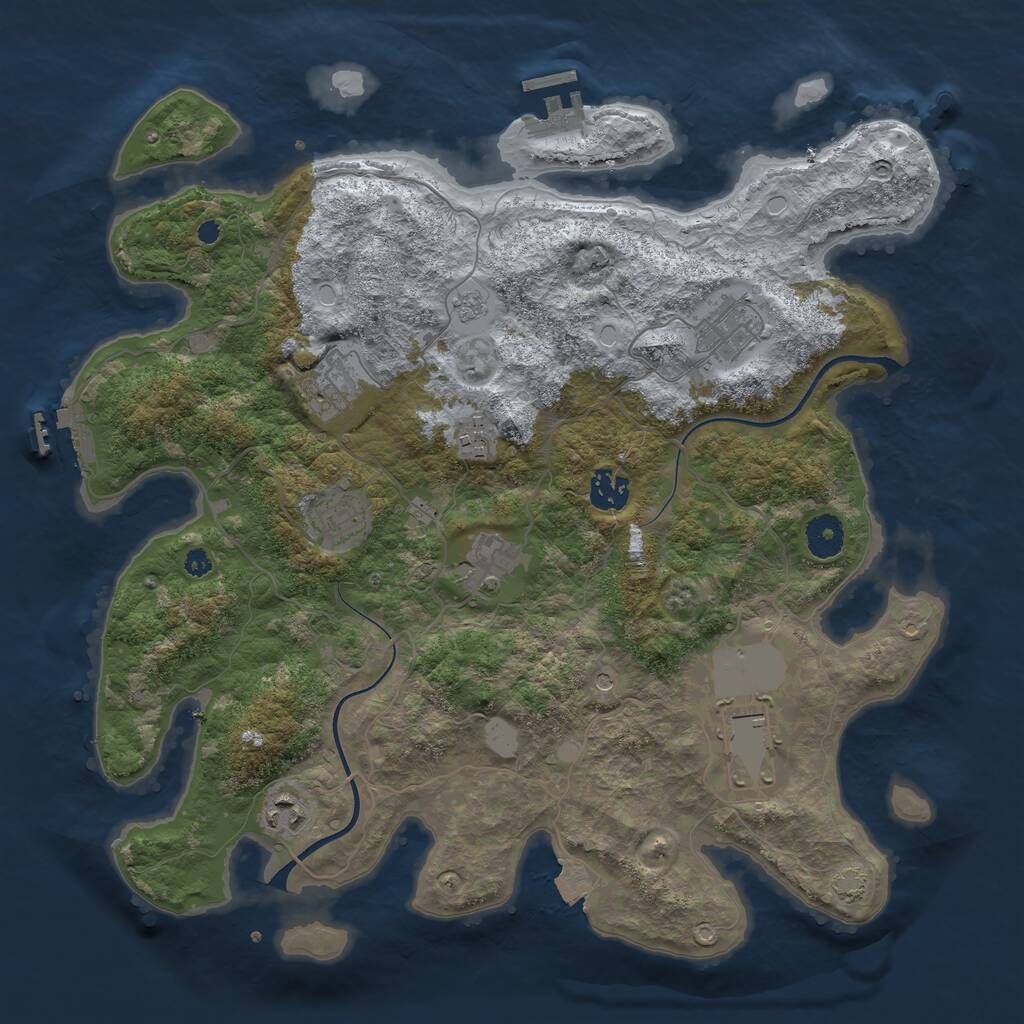 Rust Map: Procedural Map, Size: 3750, Seed: 1457760, 14 Monuments
