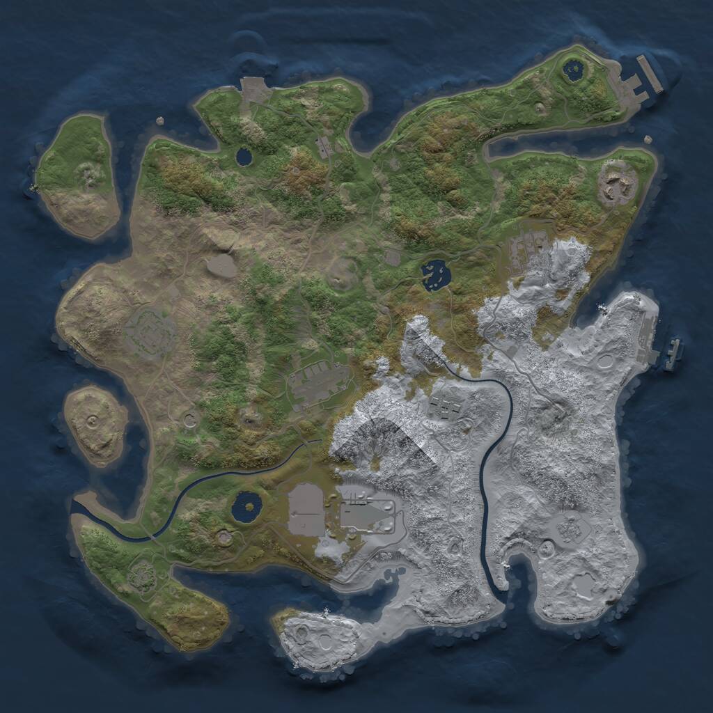 Rust Map: Procedural Map, Size: 3500, Seed: 1544508545, 13 Monuments