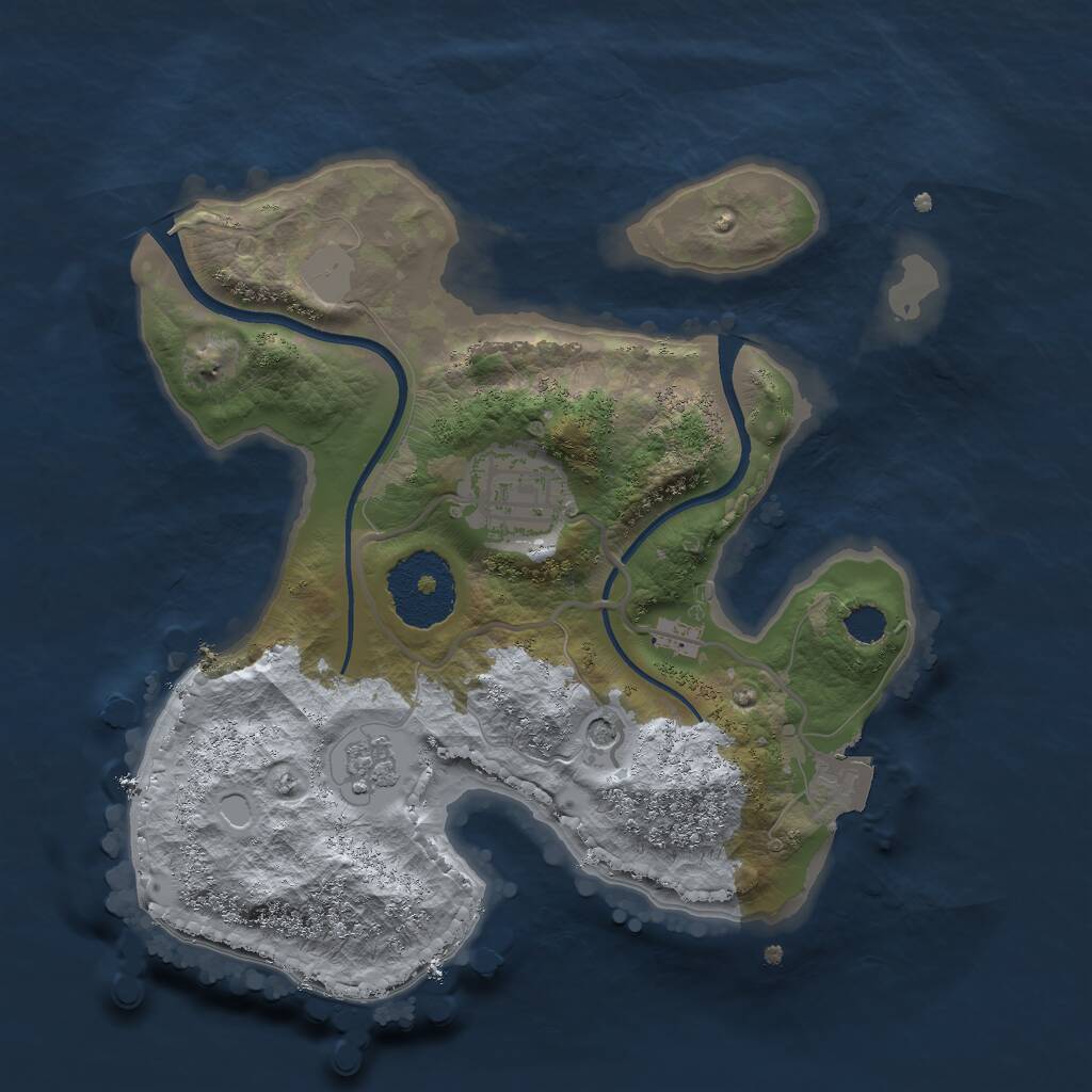 Rust Map: Procedural Map, Size: 2303, Seed: 2147483647, 4 Monuments