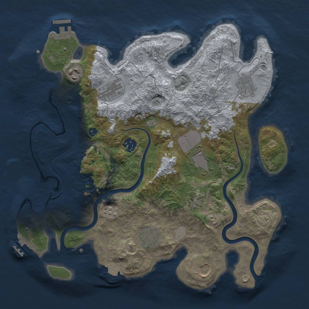 Rust Map: Procedural Map, Size: 3500, Seed: 573547923, 15 Monuments