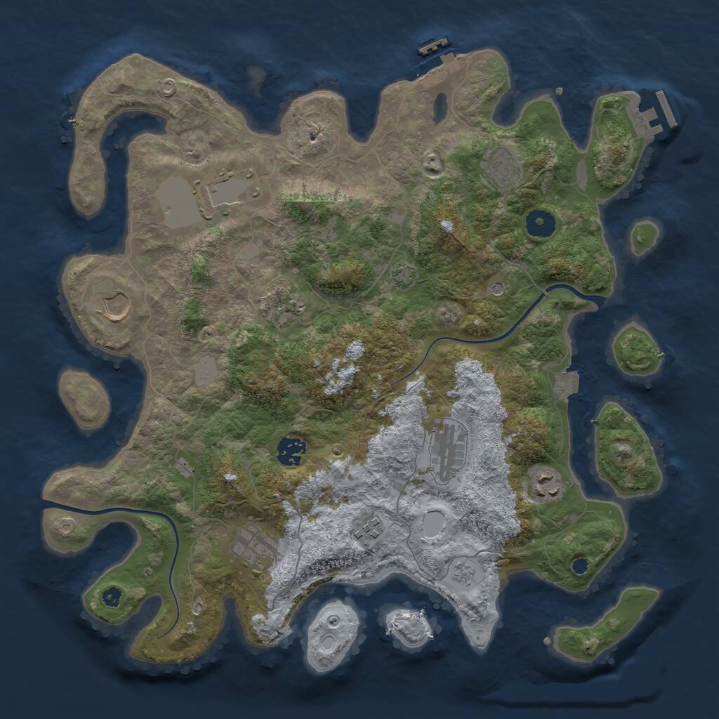 Rust Map: Procedural Map, Size: 3750, Seed: 513860208, 15 Monuments