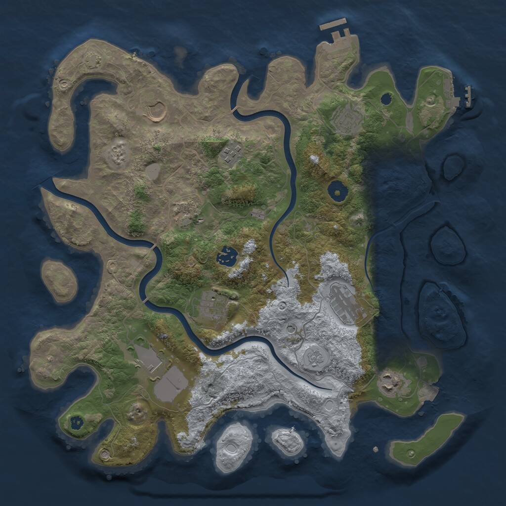 Rust Map: Procedural Map, Size: 3750, Seed: 513860208, 15 Monuments