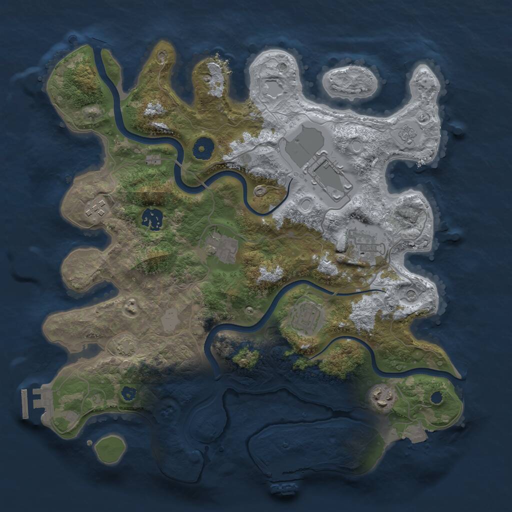 Rust Map: Procedural Map, Size: 3500, Seed: 51989, 13 Monuments