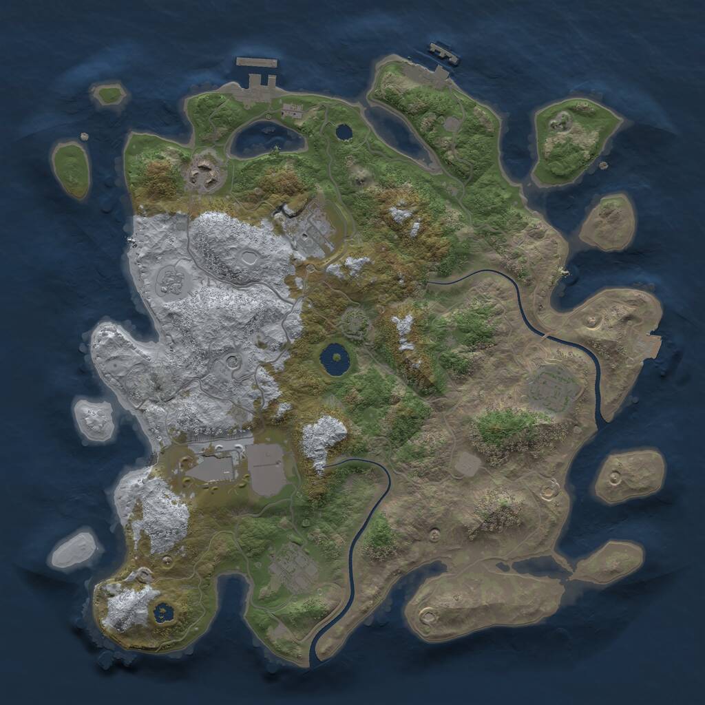 Rust Map: Procedural Map, Size: 3500, Seed: 62584045, 11 Monuments