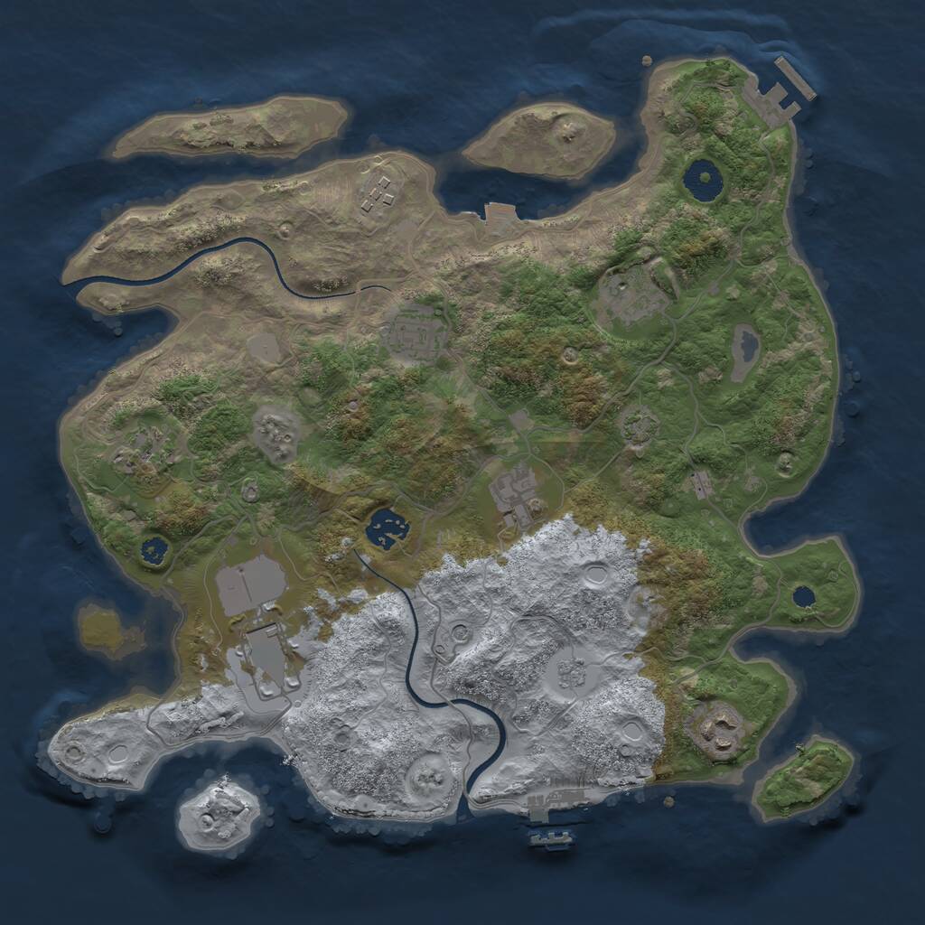 Rust Map: Procedural Map, Size: 3500, Seed: 1877925277, 14 Monuments