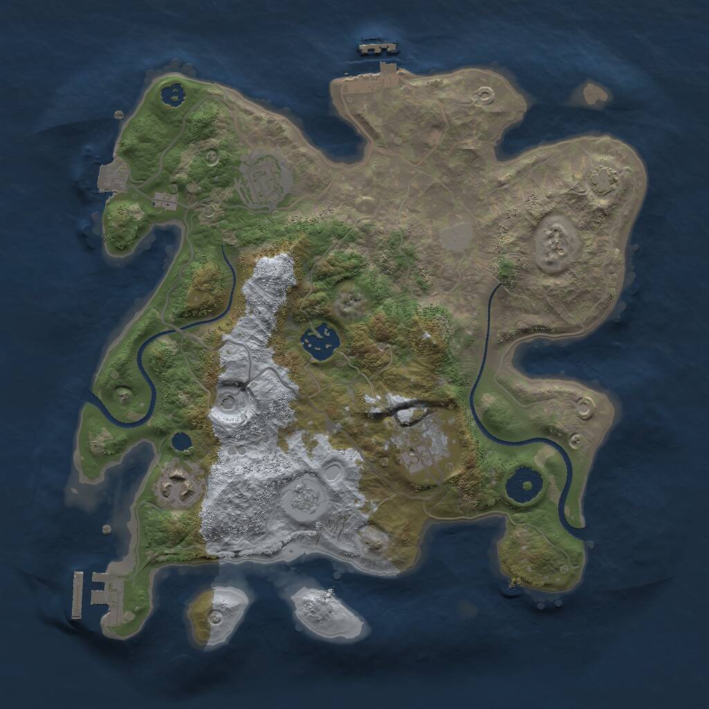 Rust Map: Procedural Map, Size: 3000, Seed: 50004, 10 Monuments