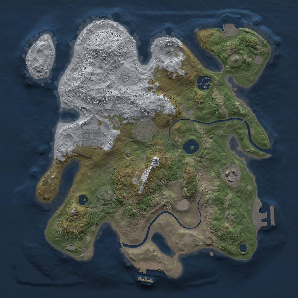 Rust Map: Procedural Map, Size: 3000, Seed: 19587, 10 Monuments