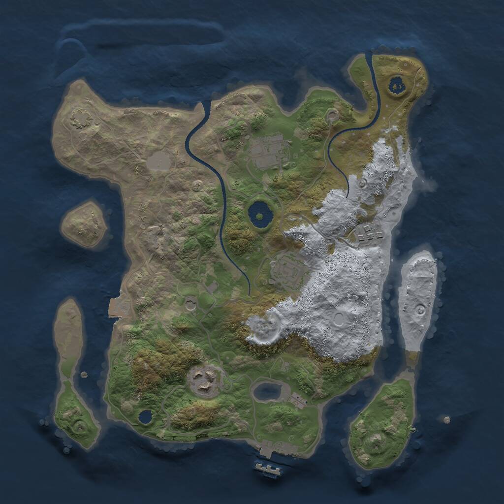 Rust Map: Procedural Map, Size: 3000, Seed: 2608534, 8 Monuments