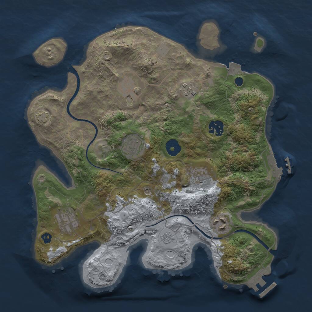 Rust Map: Procedural Map, Size: 3000, Seed: 1953822383, 13 Monuments