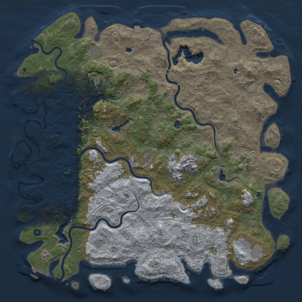 Rust Map: Procedural Map, Size: 6000, Seed: 2131861987, 17 Monuments