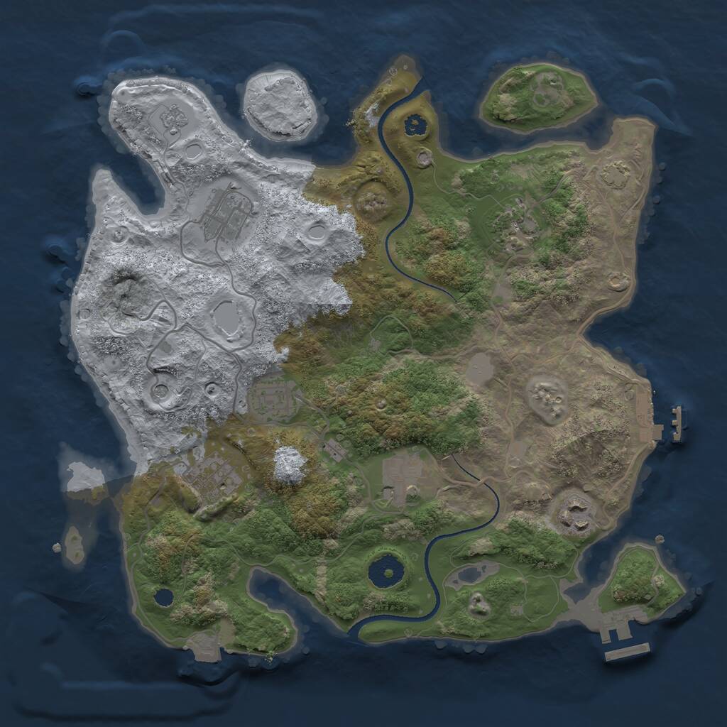 Rust Map: Procedural Map, Size: 3250, Seed: 1020367283, 12 Monuments