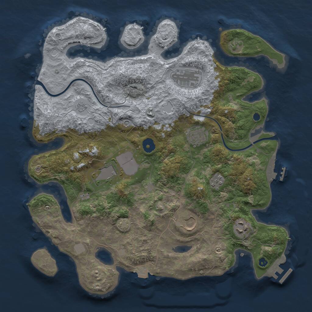Rust Map: Procedural Map, Size: 3500, Seed: 1933602040, 12 Monuments