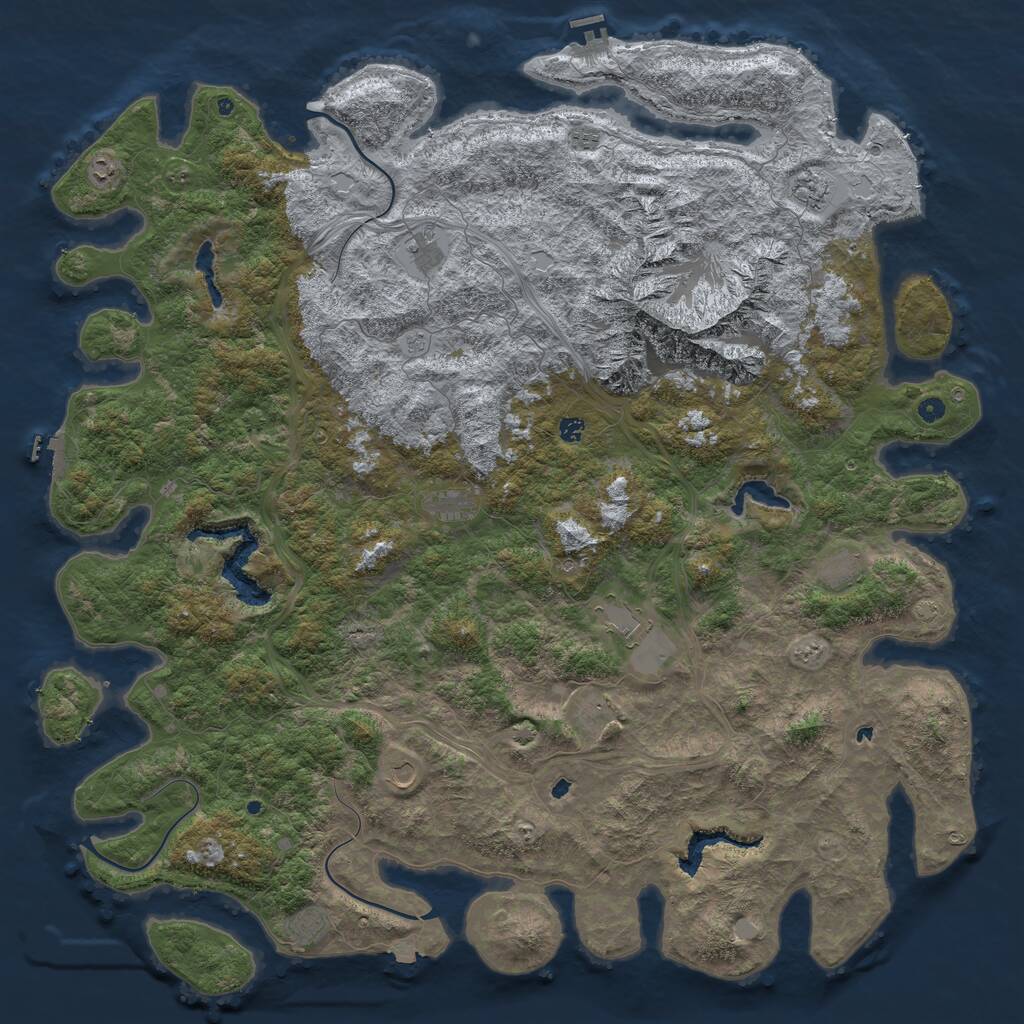 Rust Map: Procedural Map, Size: 6000, Seed: 1928854816, 17 Monuments