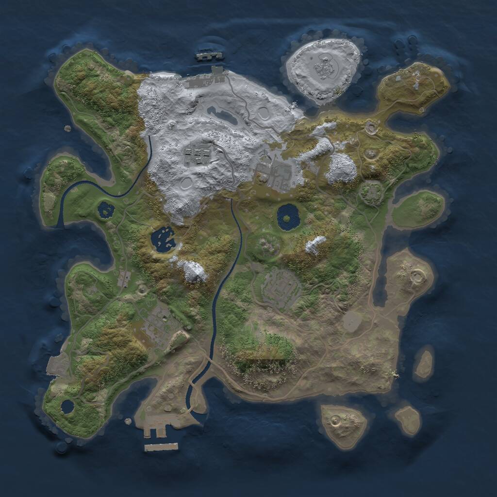 Rust Map: Procedural Map, Size: 3000, Seed: 340656215, 10 Monuments