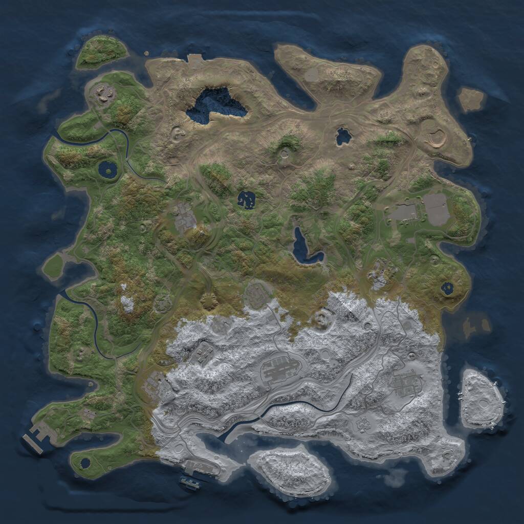 Rust Map: Procedural Map, Size: 4250, Seed: 612764499, 17 Monuments