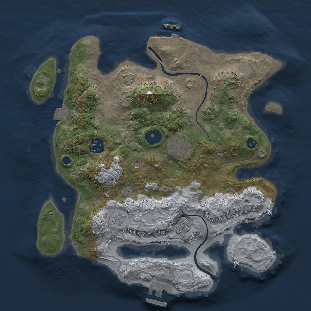 Rust Map: Procedural Map, Size: 3000, Seed: 13554, 9 Monuments