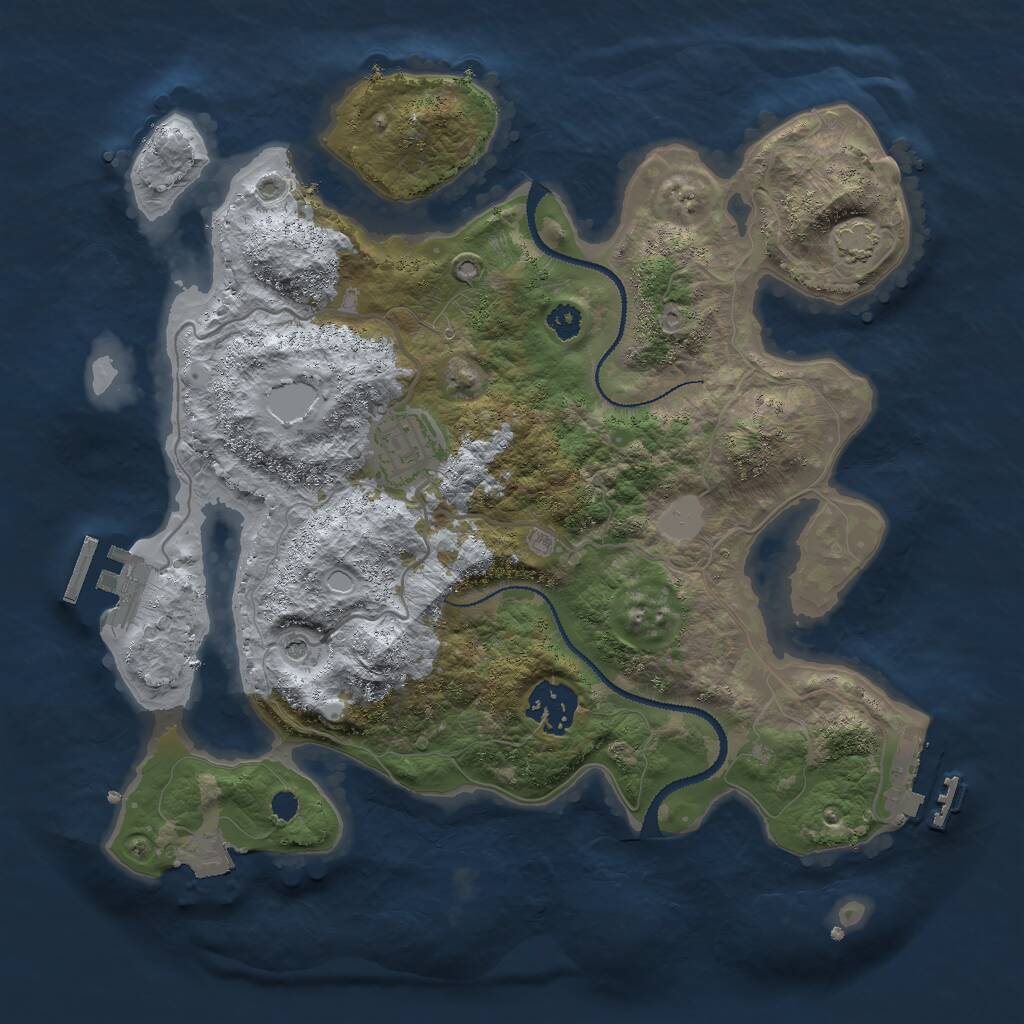 Rust Map: Procedural Map, Size: 3000, Seed: 79355, 7 Monuments