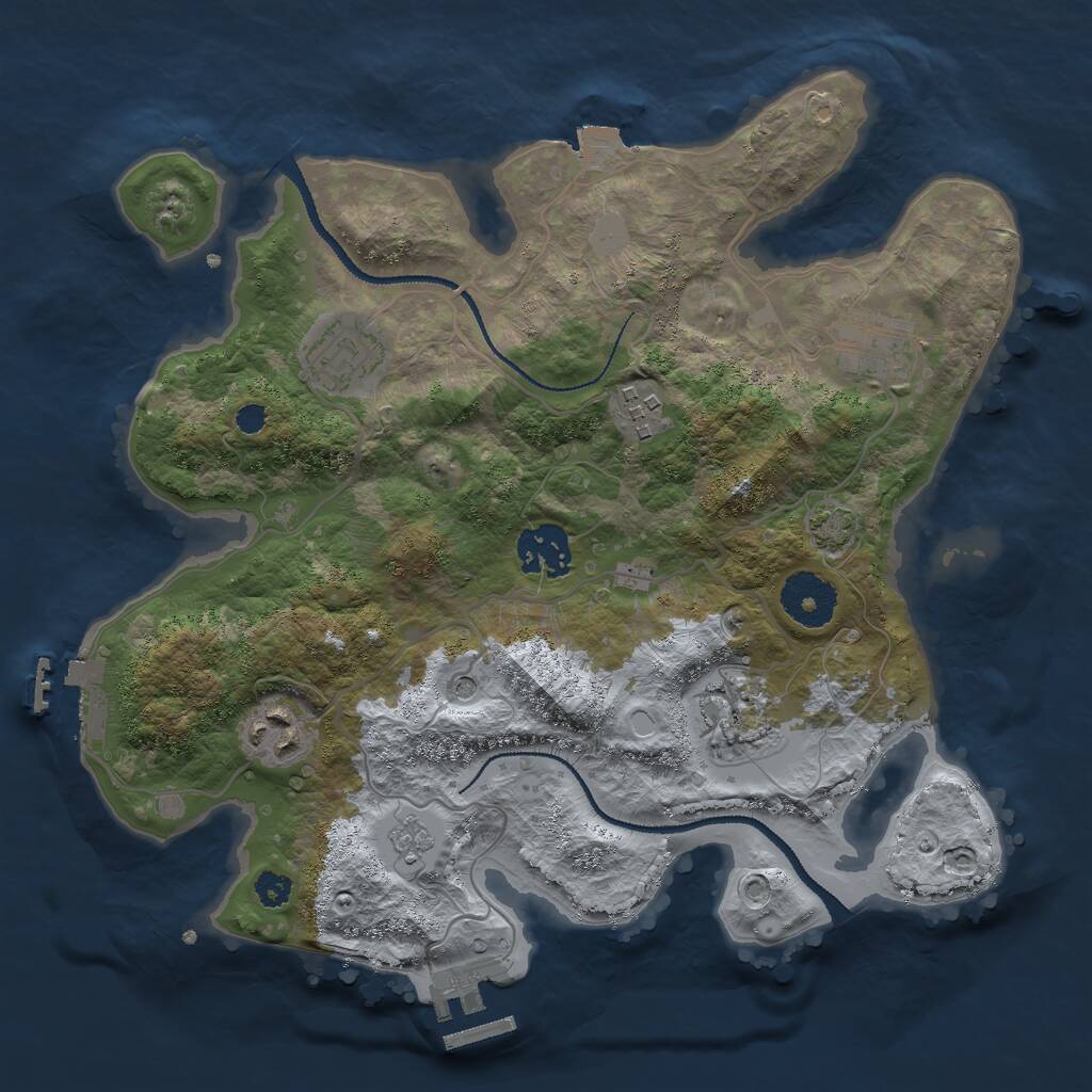 Rust Map: Procedural Map, Size: 3000, Seed: 30040298, 12 Monuments