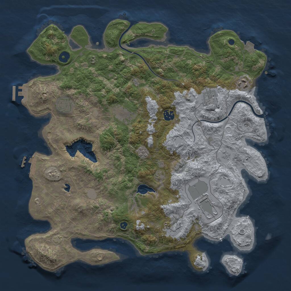 Rust Map: Procedural Map, Size: 4000, Seed: 411216926, 14 Monuments