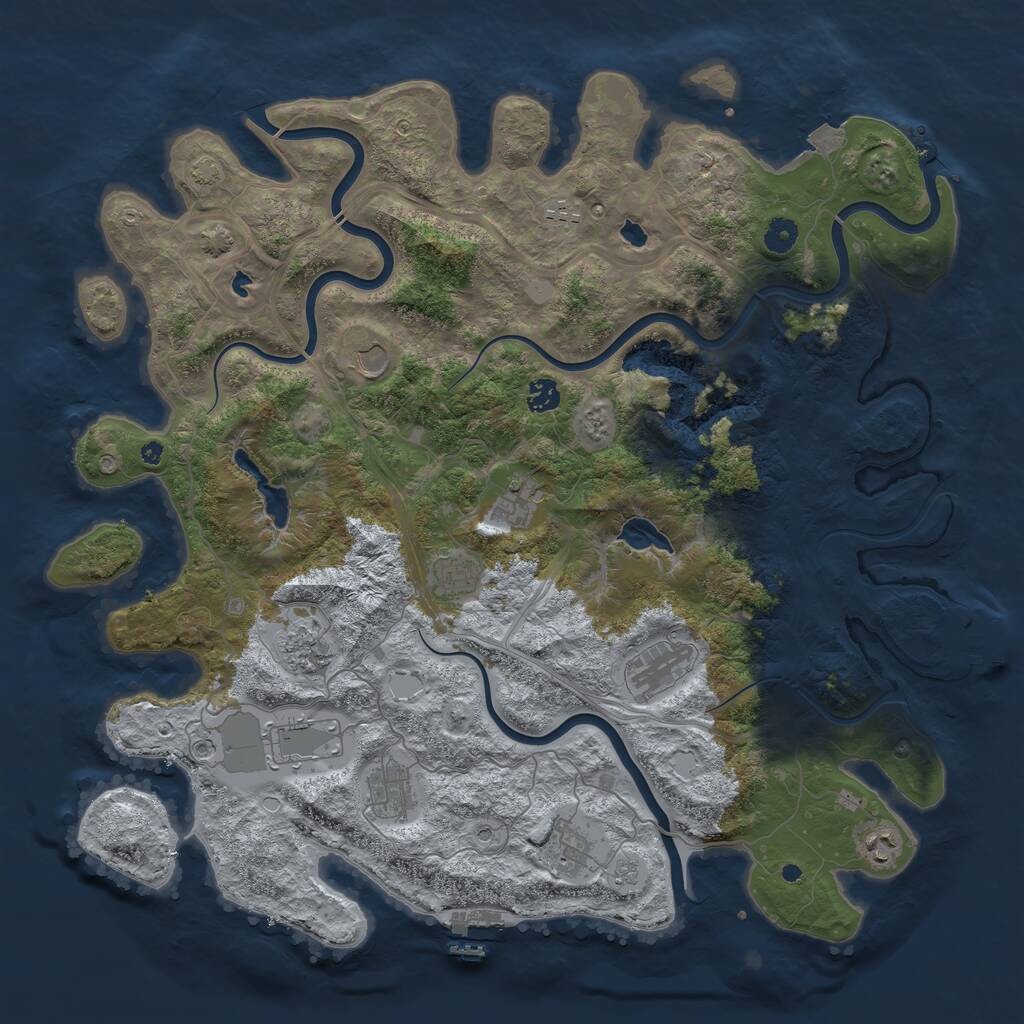 Rust Map: Procedural Map, Size: 4500, Seed: 663817803, 17 Monuments