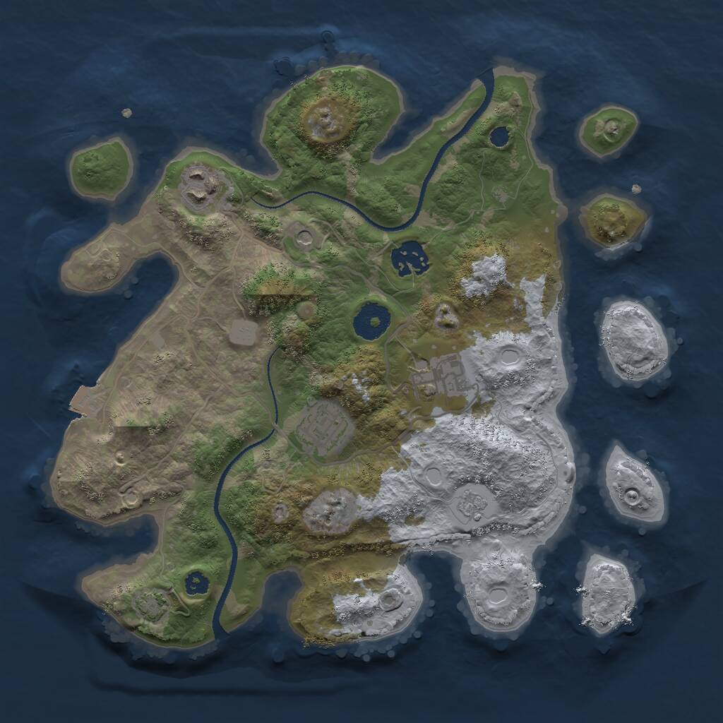 Rust Map: Procedural Map, Size: 3000, Seed: 2246, 8 Monuments