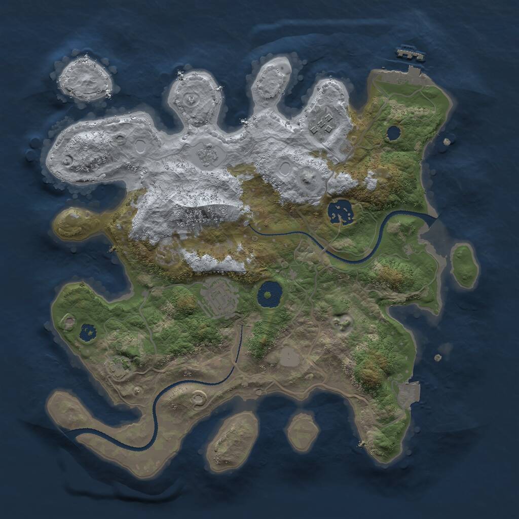Rust Map: Procedural Map, Size: 3000, Seed: 674652160, 7 Monuments