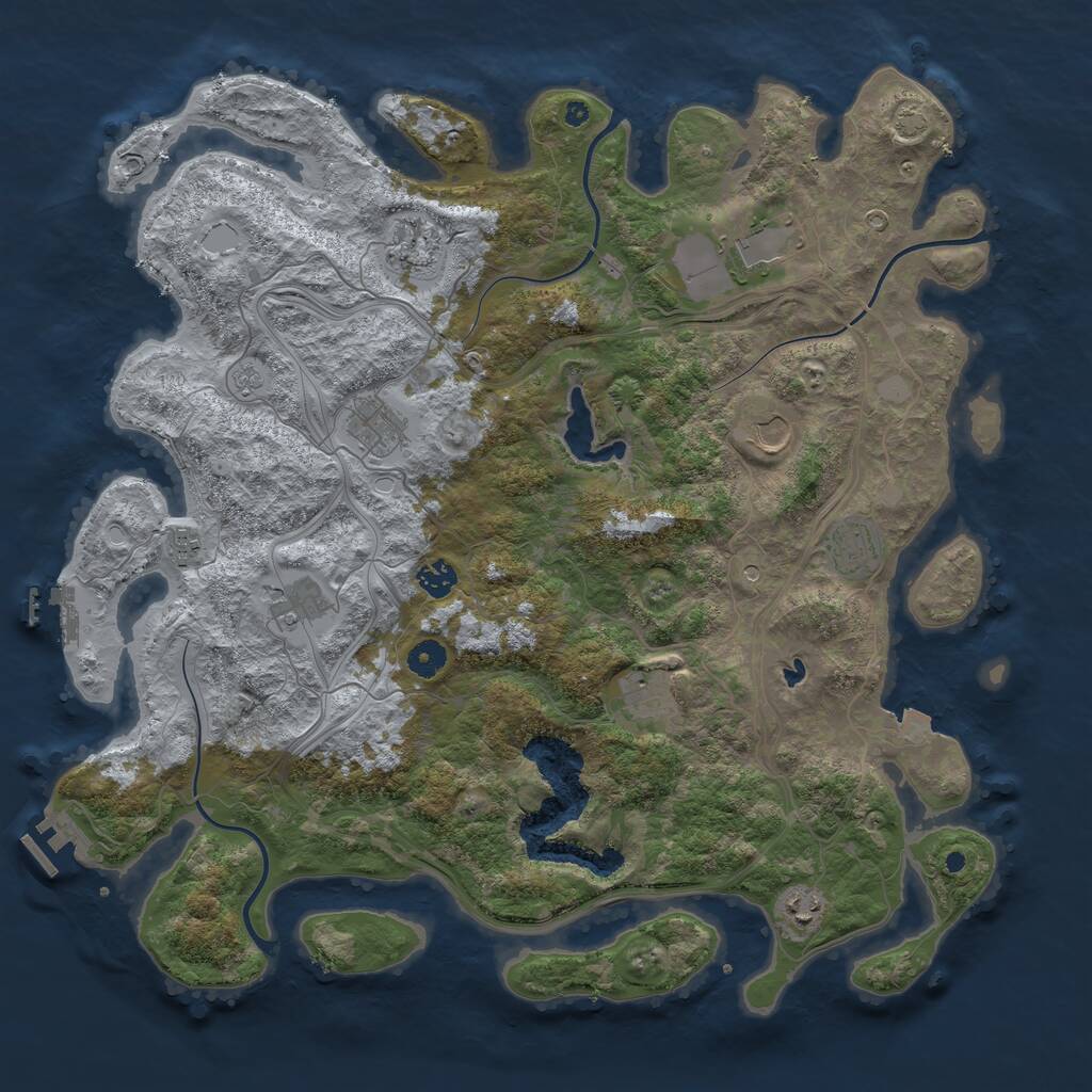 Rust Map: Procedural Map, Size: 4400, Seed: 721, 16 Monuments