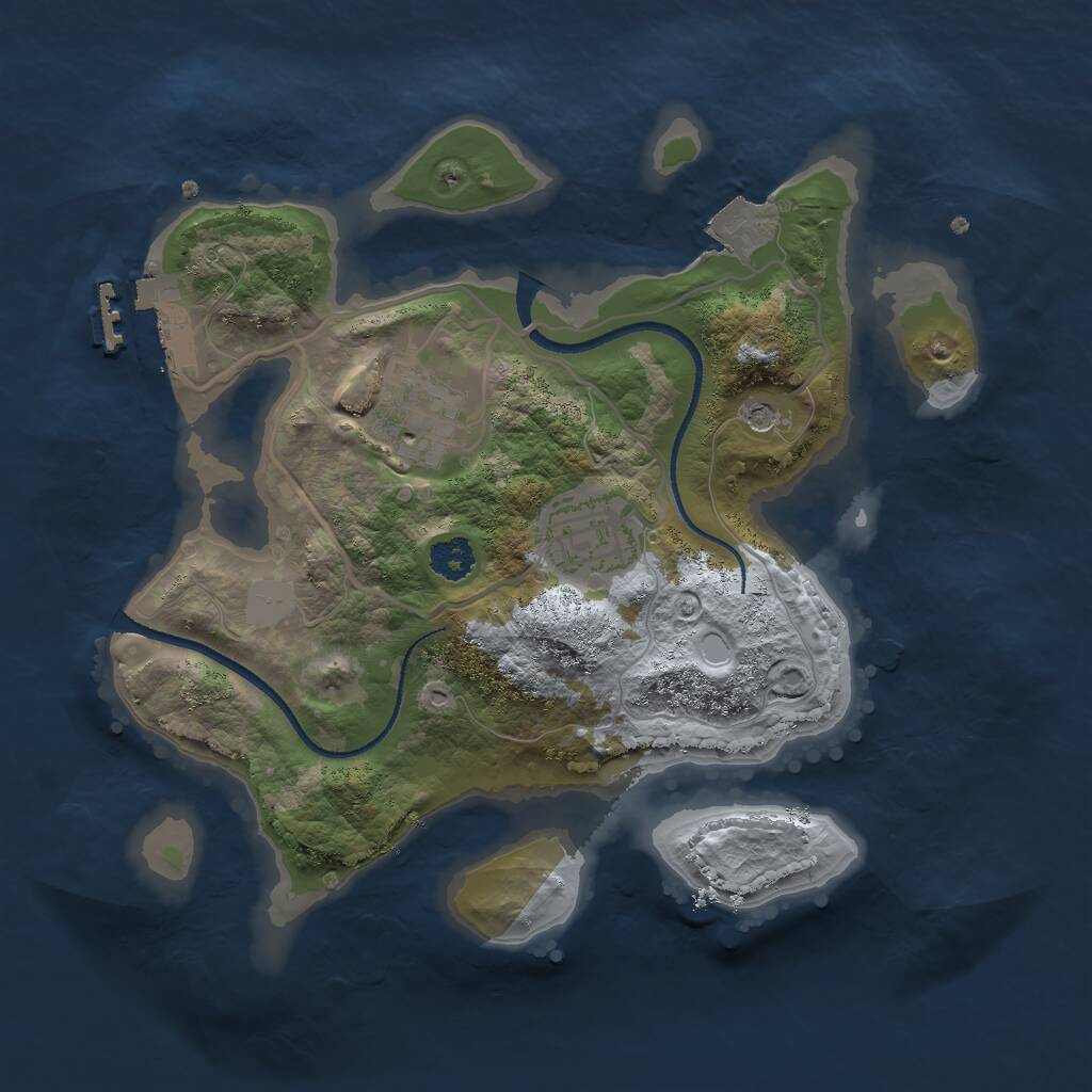 Rust Map: Procedural Map, Size: 2500, Seed: 1555, 5 Monuments