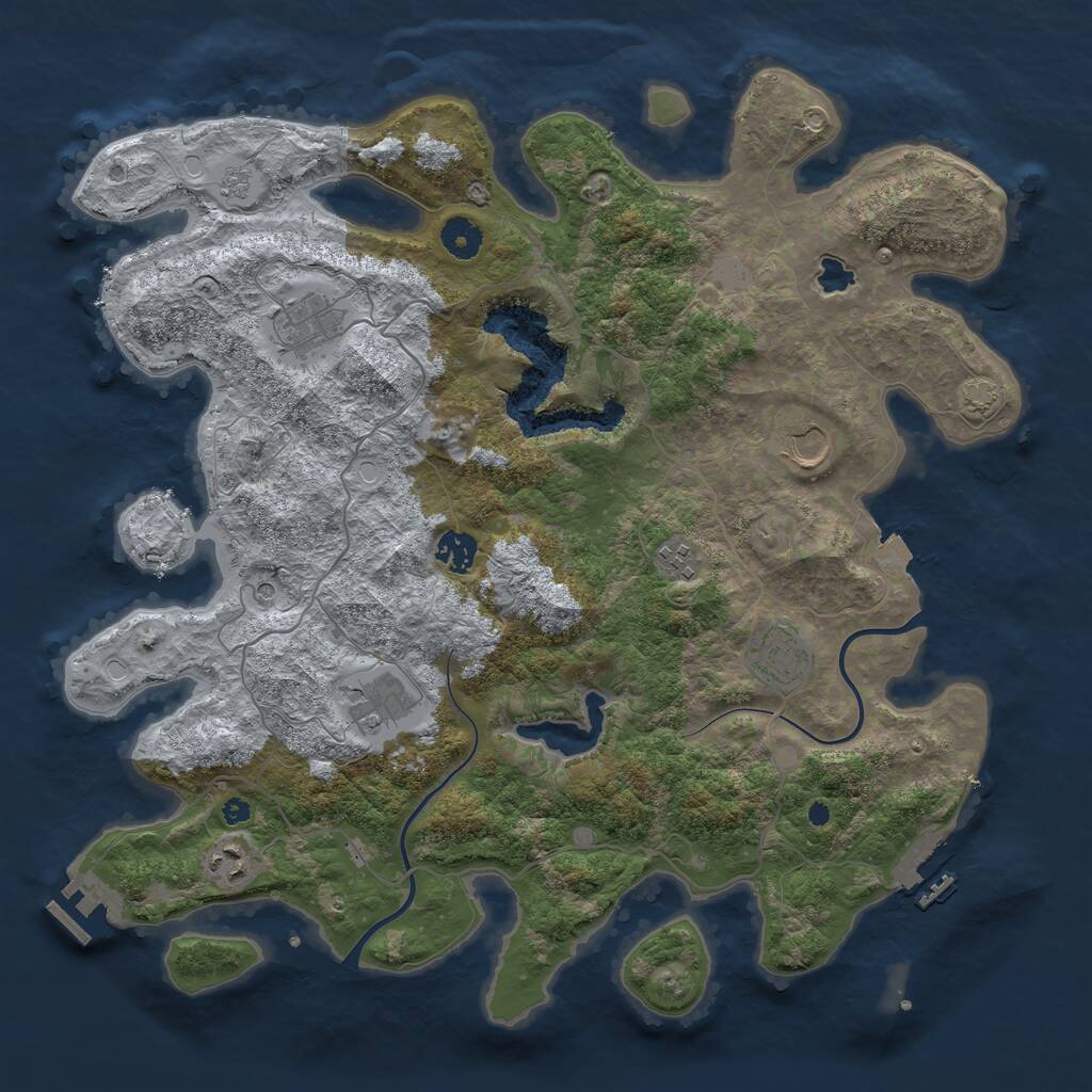 Rust Map: Procedural Map, Size: 4000, Seed: 1964251897, 13 Monuments
