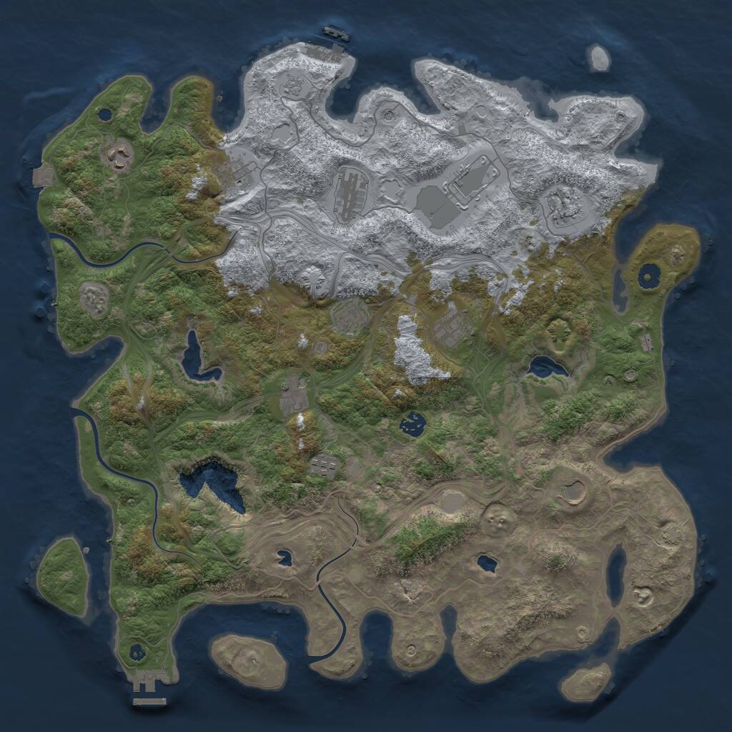 Rust Map: Procedural Map, Size: 4500, Seed: 890544613, 17 Monuments