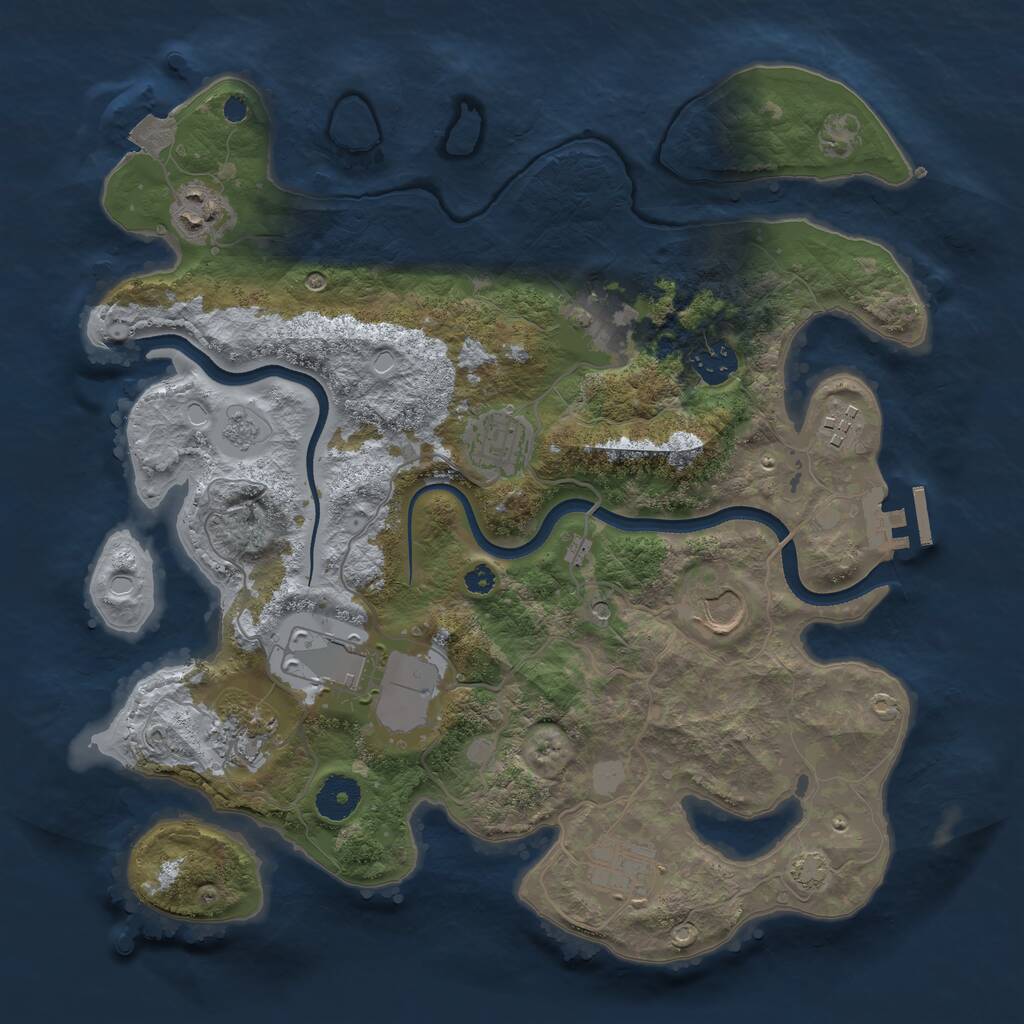 Rust Map: Procedural Map, Size: 3500, Seed: 592931017, 14 Monuments