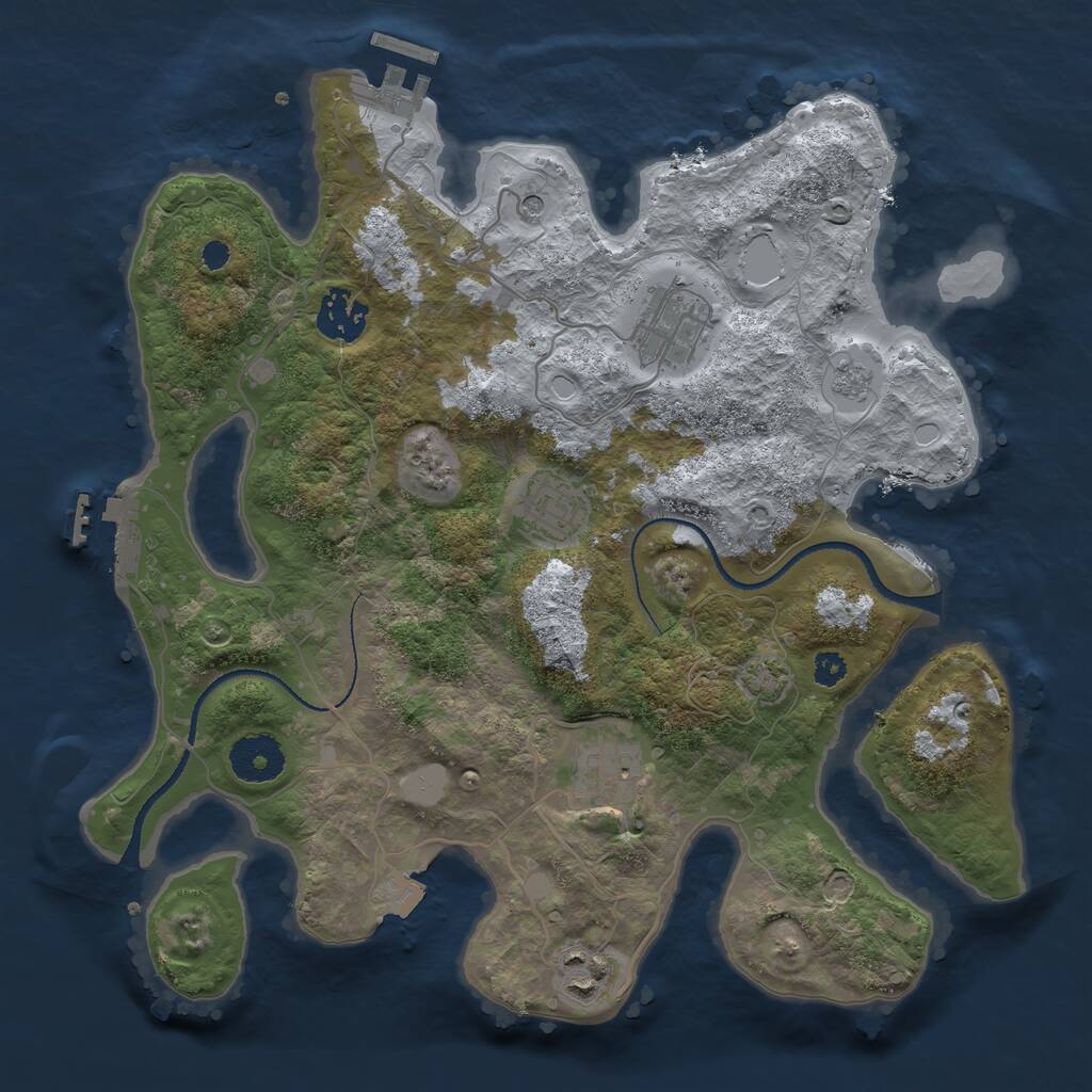 Rust Map: Procedural Map, Size: 3200, Seed: 6903147, 11 Monuments