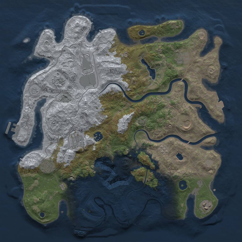 Rust Map: Procedural Map, Size: 4000, Seed: 34956, 15 Monuments