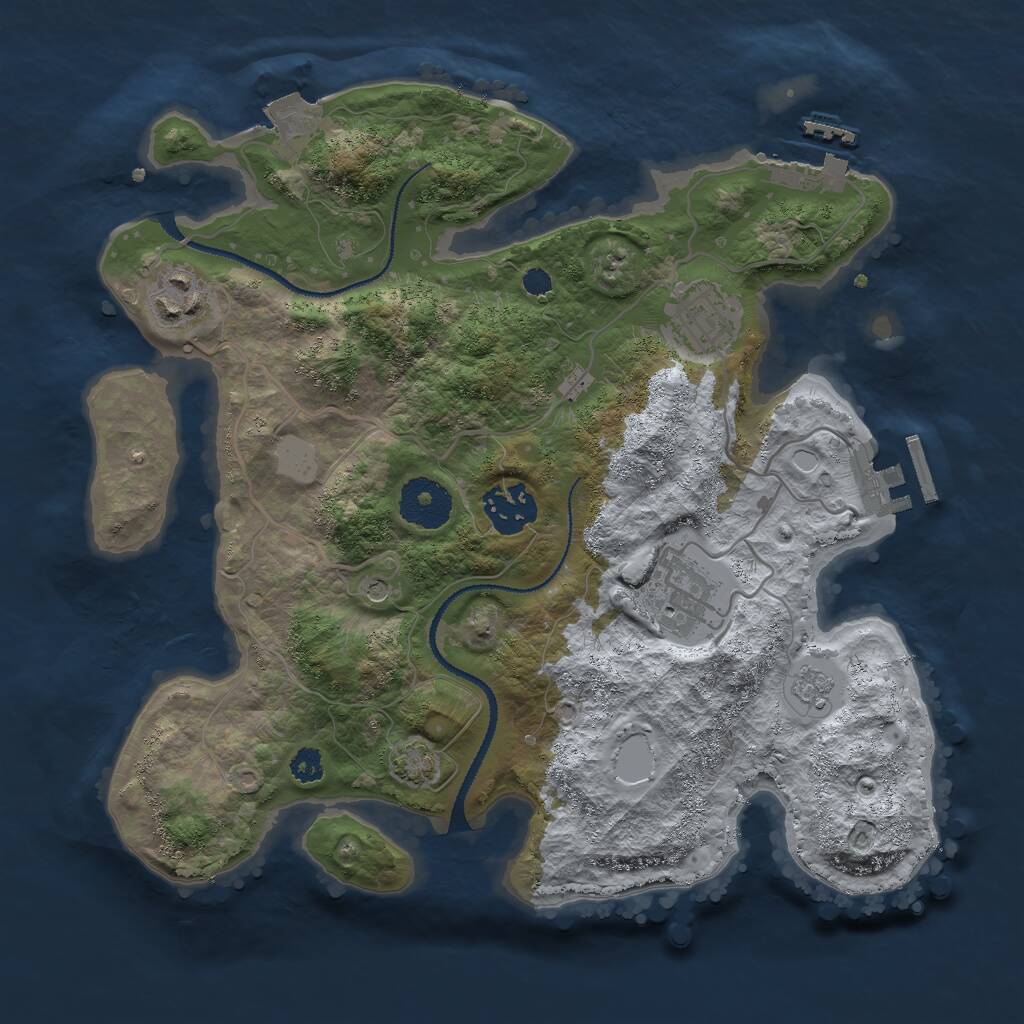 Rust Map: Procedural Map, Size: 3000, Seed: 1825525035, 10 Monuments