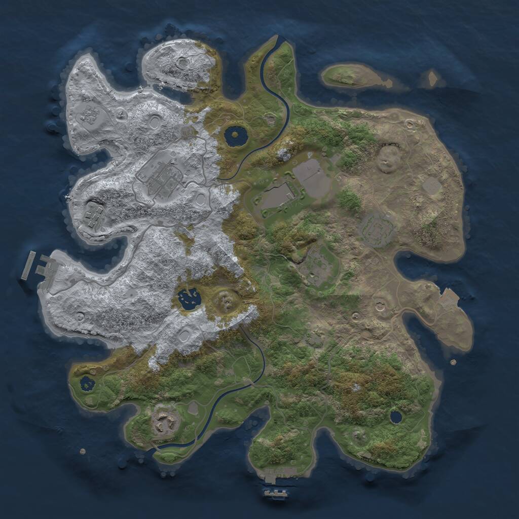 Rust Map: Procedural Map, Size: 3500, Seed: 1502477207, 13 Monuments