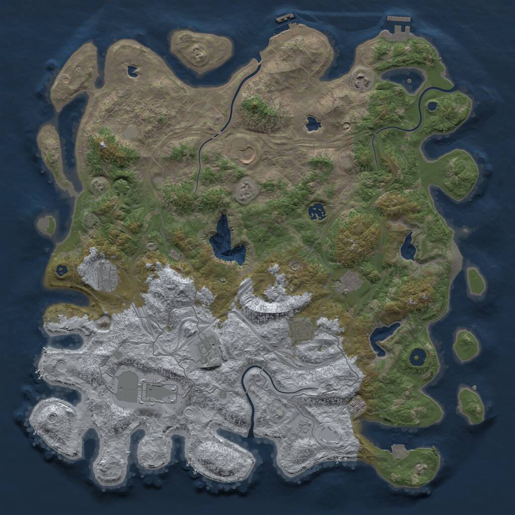 Rust Map: Procedural Map, Size: 4500, Seed: 7663576, 15 Monuments