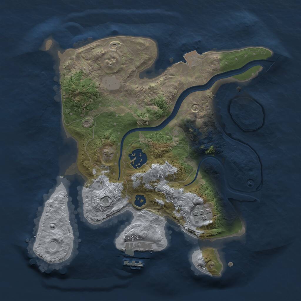 Rust Map: Procedural Map, Size: 2500, Seed: 88888, 4 Monuments