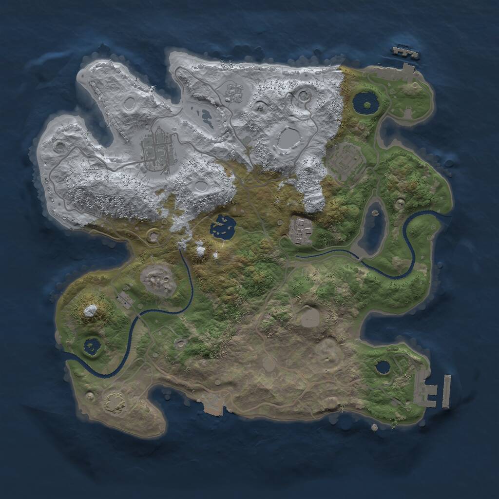 Rust Map: Procedural Map, Size: 3000, Seed: 29511, 10 Monuments