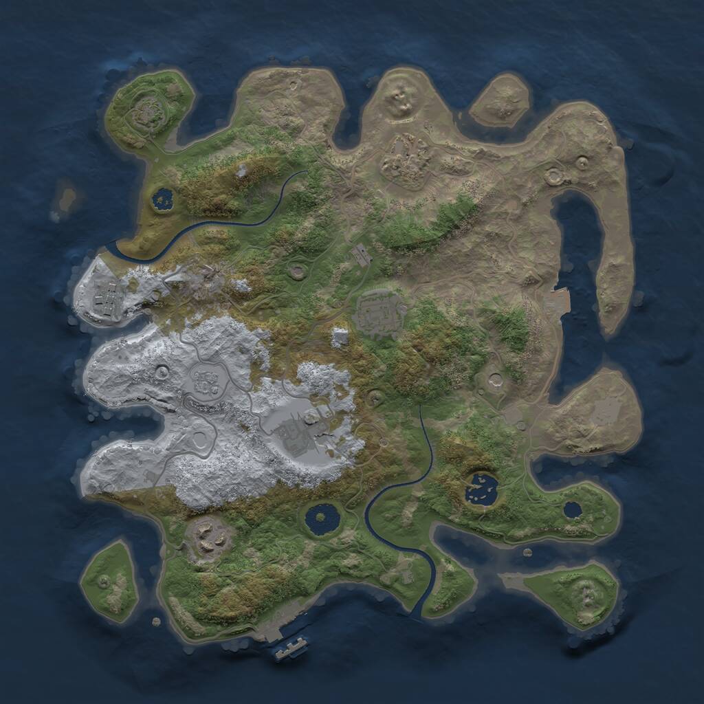 Rust Map: Procedural Map, Size: 3250, Seed: 76018721, 11 Monuments