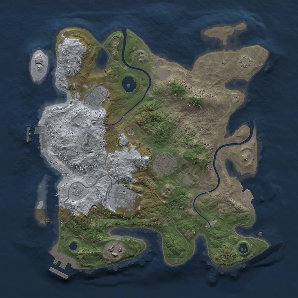 Rust Map: Procedural Map, Size: 3000, Seed: 21525, 10 Monuments