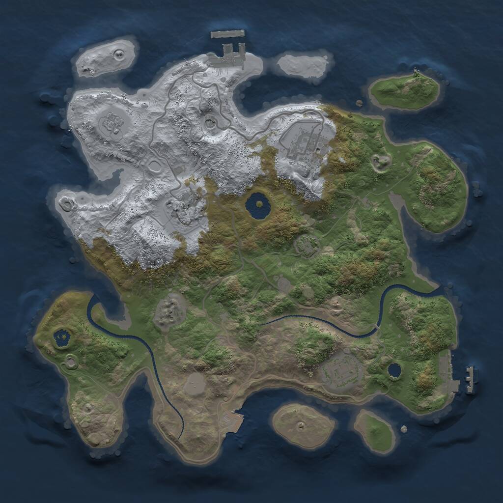 Rust Map: Procedural Map, Size: 3000, Seed: 693820780, 9 Monuments