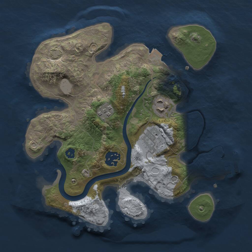 Rust Map: Procedural Map, Size: 2500, Seed: 1607259216, 8 Monuments