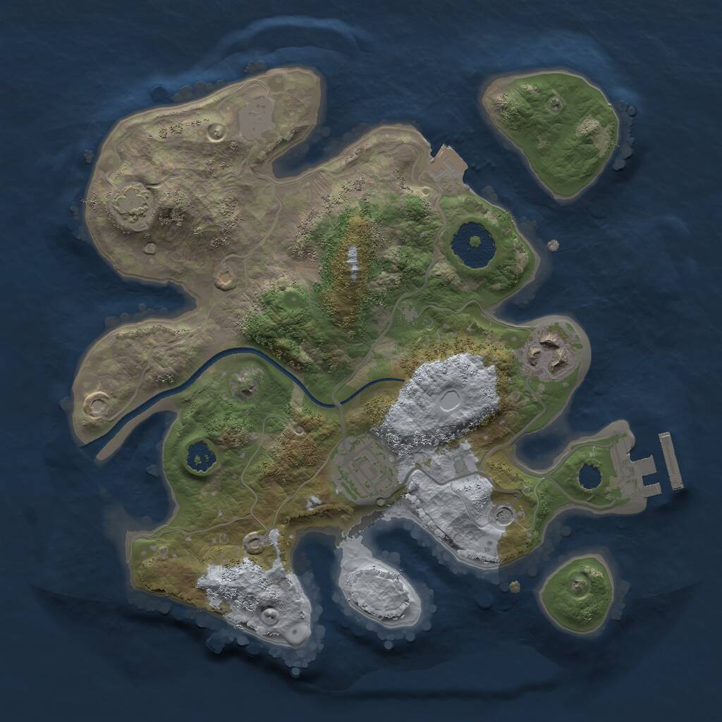Rust Map: Procedural Map, Size: 2500, Seed: 1607259216, 6 Monuments