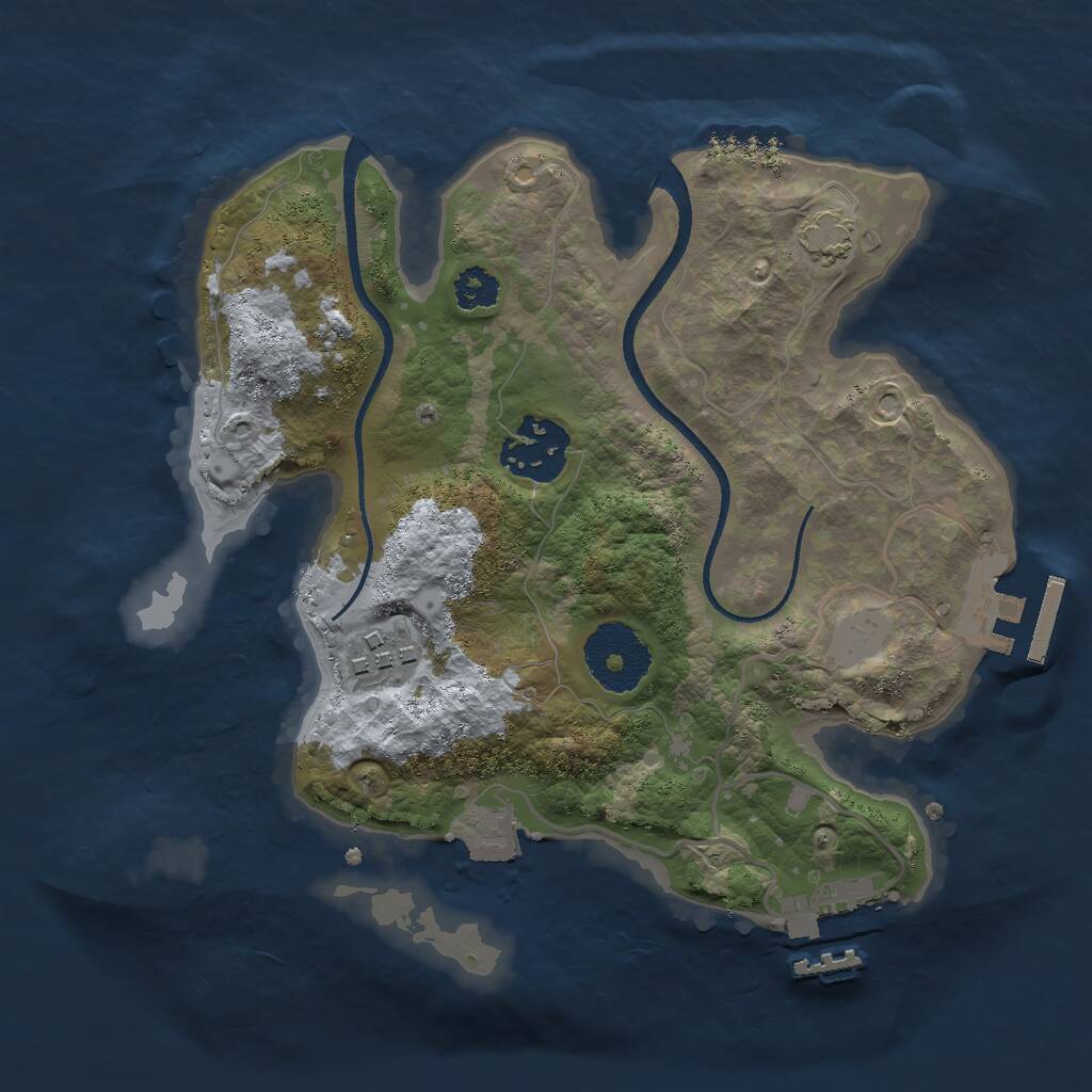 Rust Map: Procedural Map, Size: 2500, Seed: 912143284, 6 Monuments