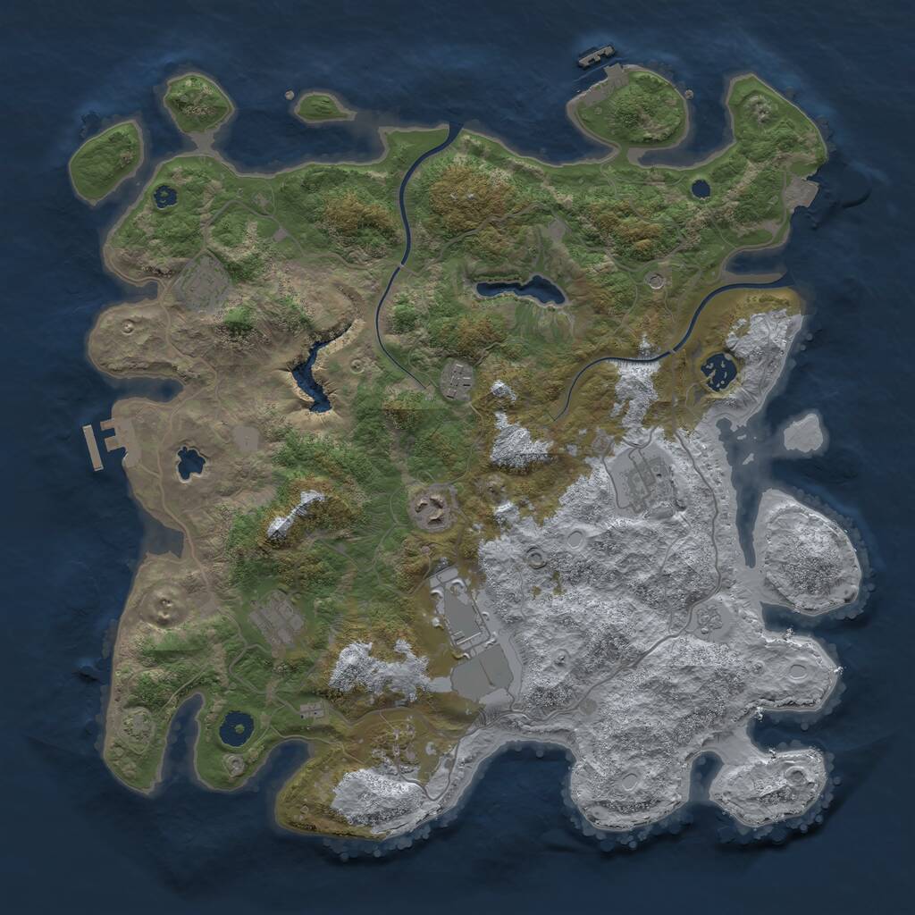 Rust Map: Procedural Map, Size: 4000, Seed: 356954091, 14 Monuments