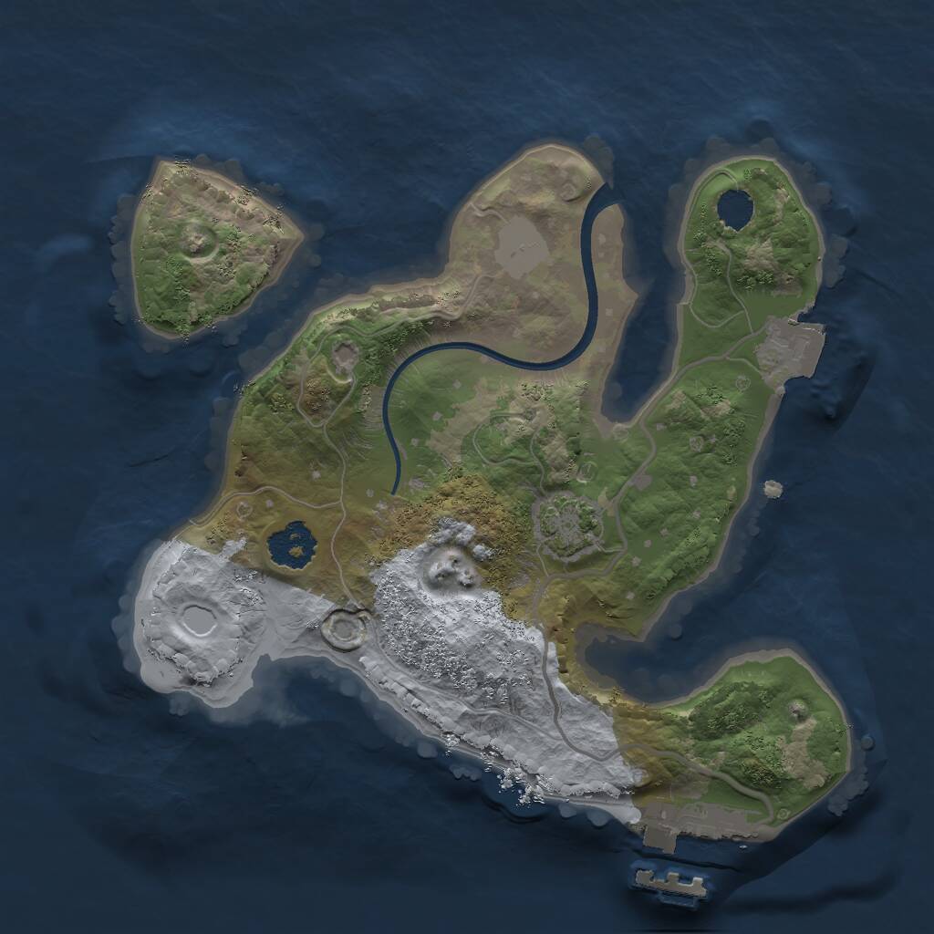 Rust Map: Procedural Map, Size: 2000, Seed: 5420913, 3 Monuments